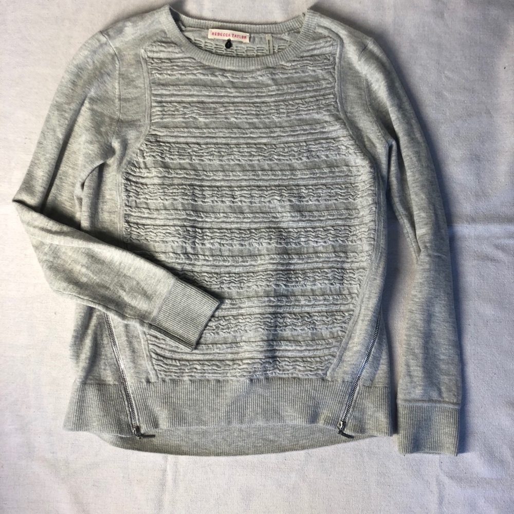 Rebecca Taylor Heather Grey Sweater Side Zip S